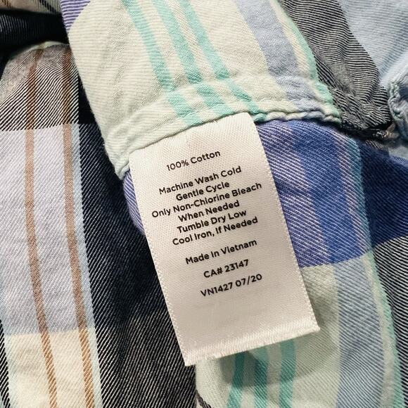 Talbots Top Womens XS Blue Gray Plaid Long Sleeve Button Casual (A0127) - Picture 6 of 6